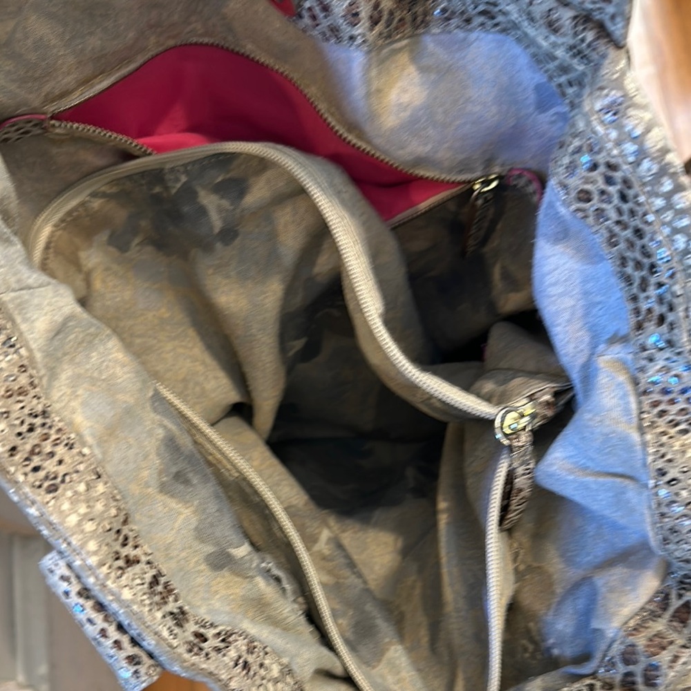 Gray and Brown Textured Tote Bags with Long Straps - Picture 5 of 6